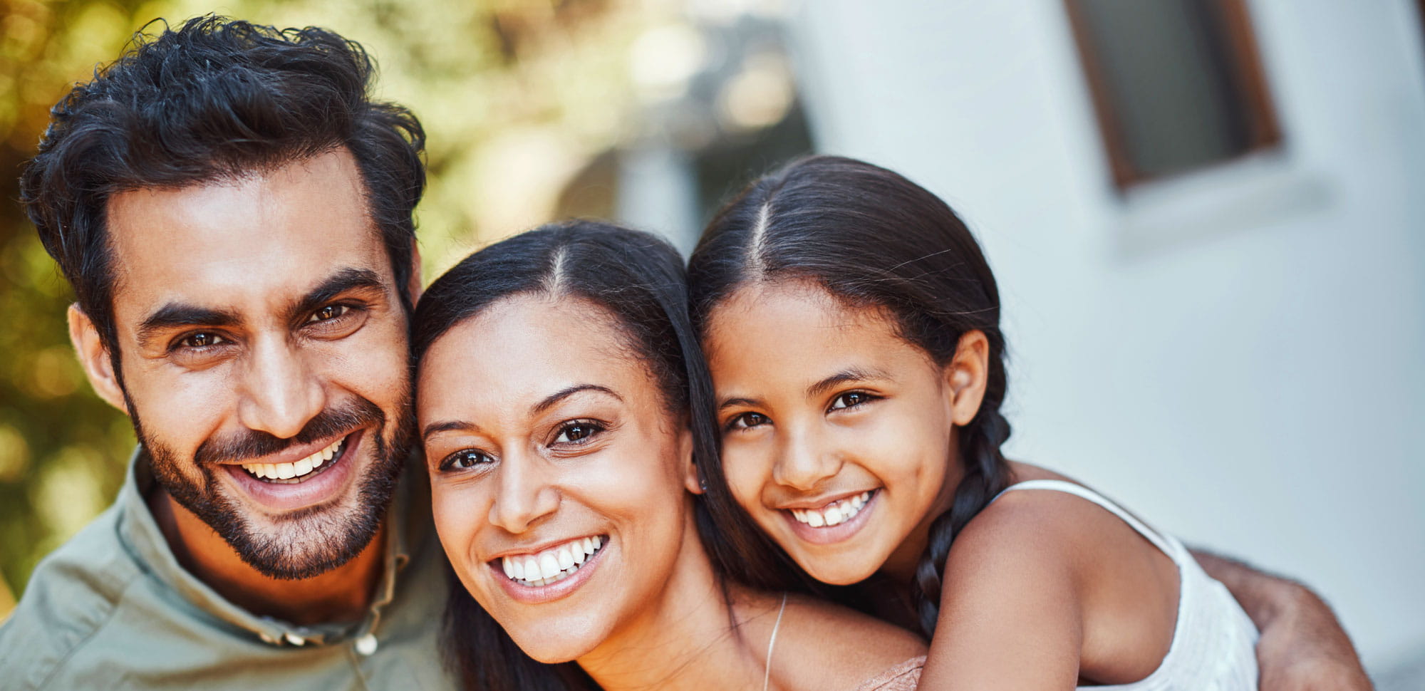 Young family smiling